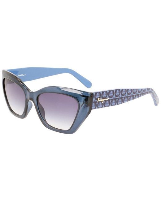 Ferragamo Blue Gancini 54Mm Sunglasses