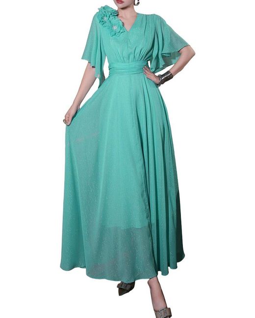 BURRYCO Blue Short Sleeve Maxi Dress