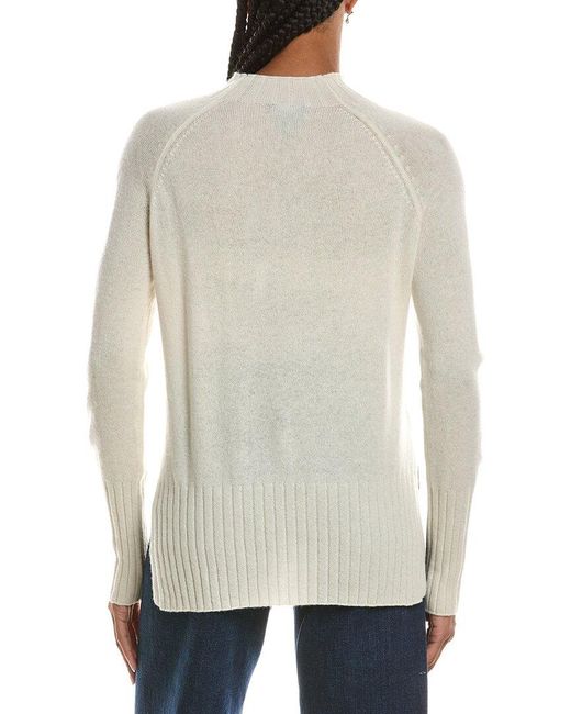 Forte White Basic Trim Low Funnel 100% Cashmere Pullover
