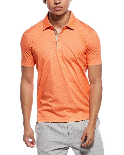 Raffi Orange Jacquard Printed Polo Shirt for men