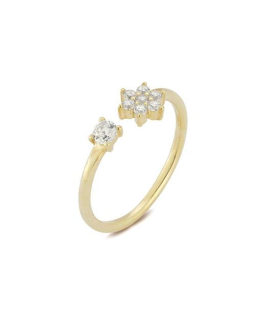 Glaze Jewelry White 14k Over Silver Cz Flower Ring