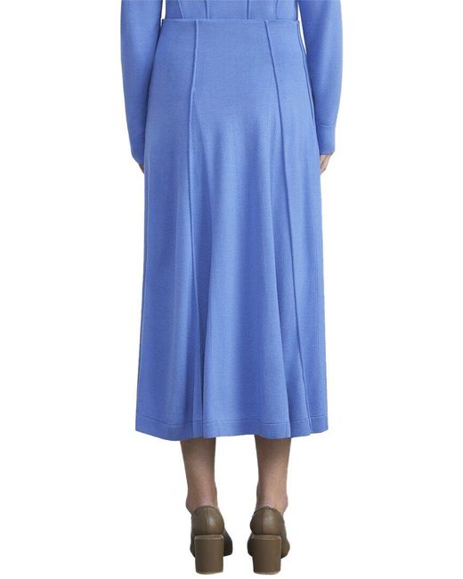 Lafayette 148 New York Blue Godet Knit Wool Skirt