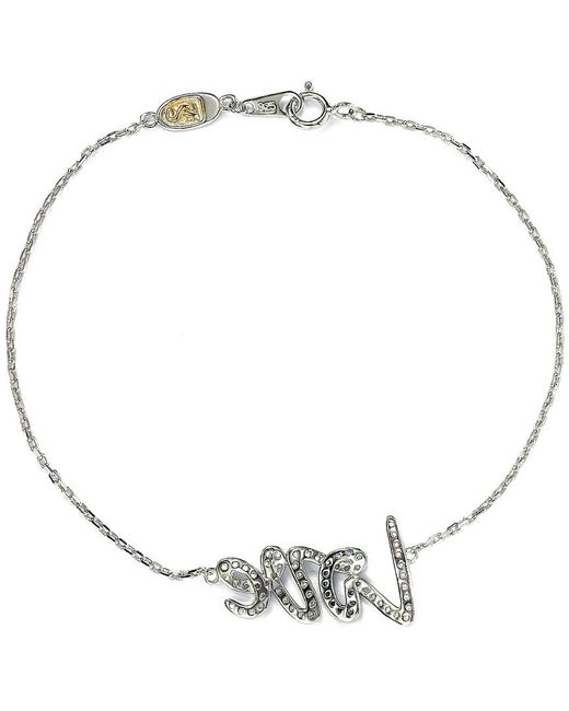 Suzy Levian Metallic Silver Diamond & Sapphire Love Bracelet