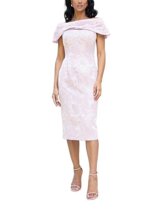 Terani White Solid Midi Dress