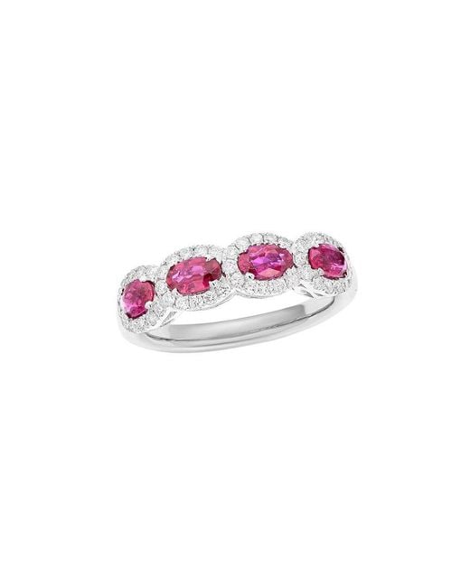 Diana M Pink Fine Jewelry 18k 1.63 Ct. Tw. Diamond & Ruby Half-eternity Ring