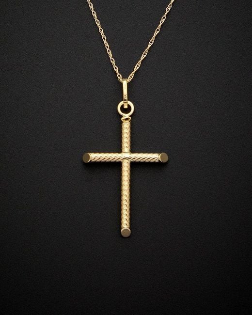 Italian Gold Black 14k Cross Pendant Necklace