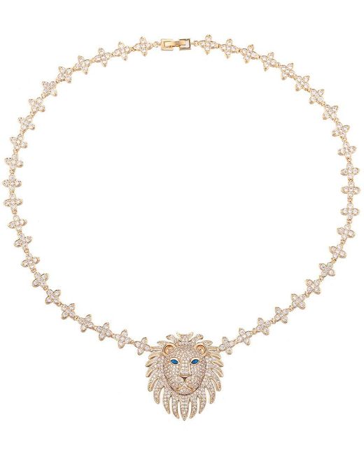 Eye Candy LA Metallic The Luxe Collection Cz Lion Head Pendant Necklace