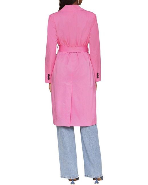 Avec Les Filles Pink Double-Breasted Duster Coat