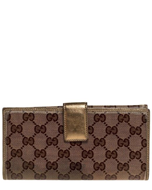 Gucci Brown Coated Canvas Continental Wallet (Authentic Pre-Owned)