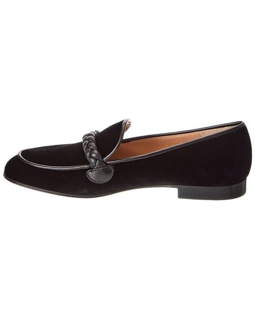 Gianvito Rossi Black Belem Velvet & Leather Loafer