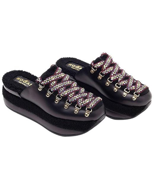 Hogan Black H466 Lace-Up Leather Sandal