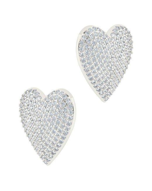 Sterling Forever White Cz Disco Heart Statement Stud Earrings