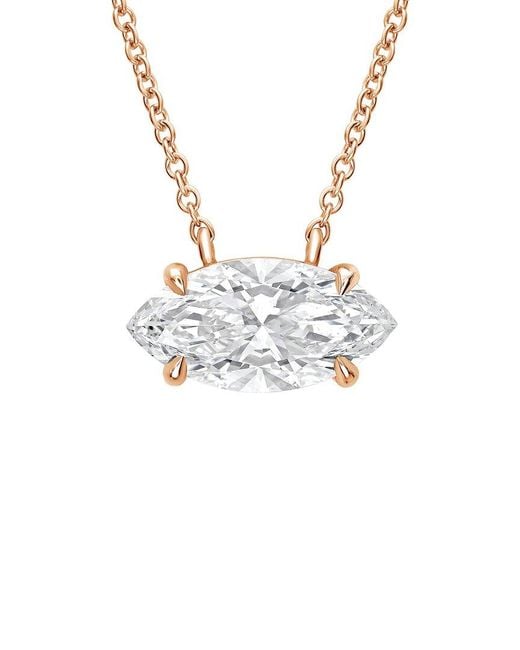 Diana M White Diana M. 14K Rose 15.00 Ct. Tw. Lab-Grown Diamond Solitaire Pendant