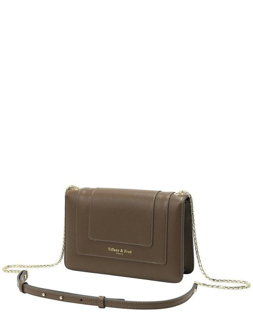 Tiffany & Fred Paris Brown Tiffany And Fred Paris Smooth Leather Foldover Crossbody