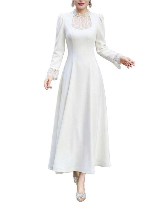 BRC By BURRYCO White Long Sleeve Solid Midi Dress