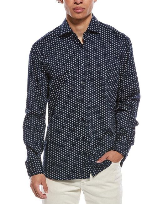 Eterna Blue Modern Fit Dobby Shirt for men