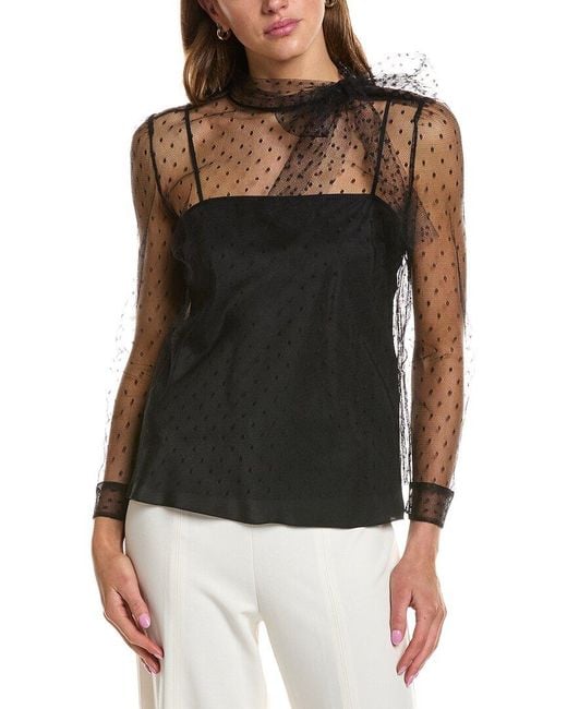 RED Valentino Black Net Lace Blouse