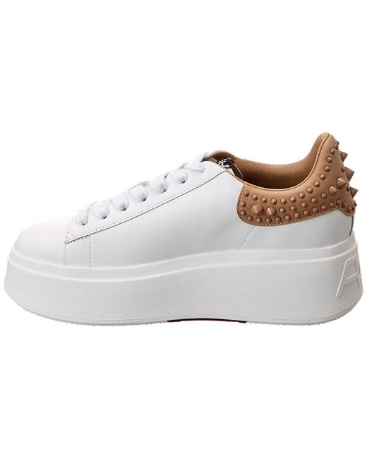Ash White Move Studded Leather Platform Sneaker