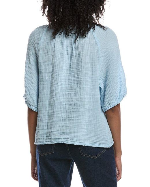 Michael Stars Blue Jane Puff Sleeve Top
