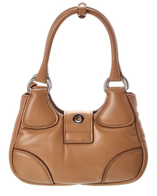 Prada Brown Moon Padded Leather Hobo Bag