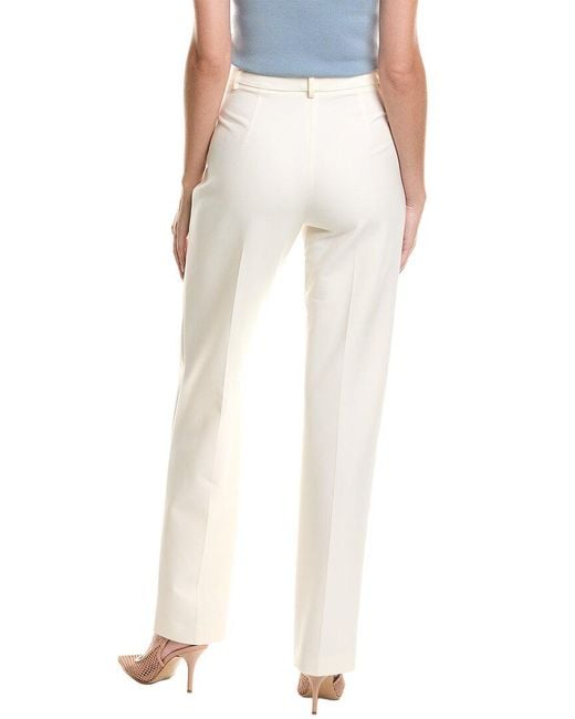 Oscar de la Renta White Double Face Stretch Wool-Blend Pant