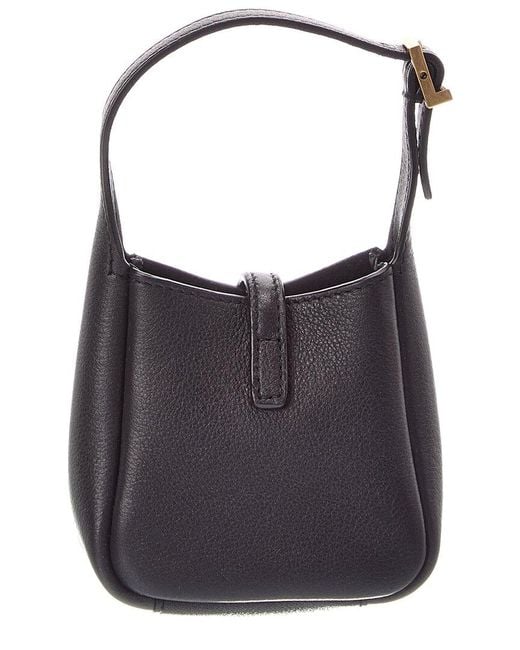 Saint Laurent Black Le 5 A 7 Micro Leather Hobo Bag