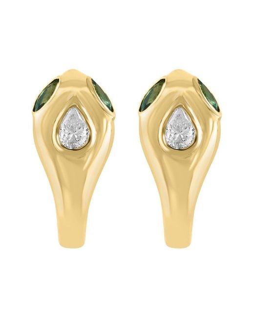 Effy Fine Jewelry Metallic 14K 0.29 Ct. Tw. Diamond & Tsavorite Earrings