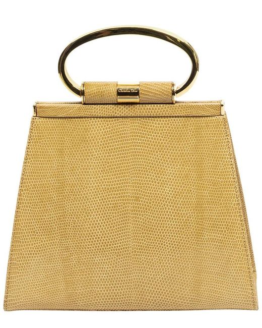 Dior Yellow Dior Limited Edition Lizard Embossed Leather Top Handle Bag (Authentic Pre-Owned)