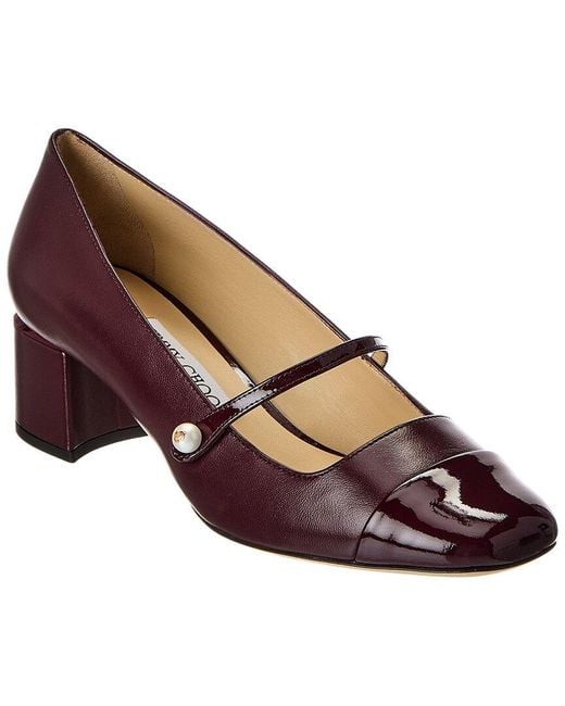Jimmy Choo Brown Elisa 45 Leather & Patent Pump