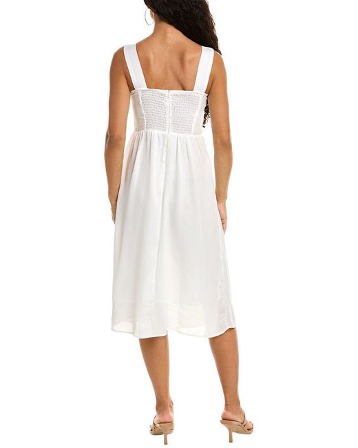 Moonsea White Ruched Midi Dress