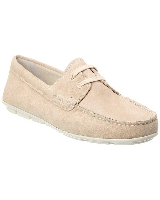 Prada Natural Embossed Suede Driving Shoe