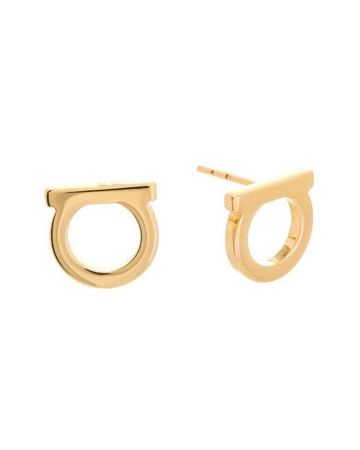 Ferragamo Metallic Gancini Brass Earrings