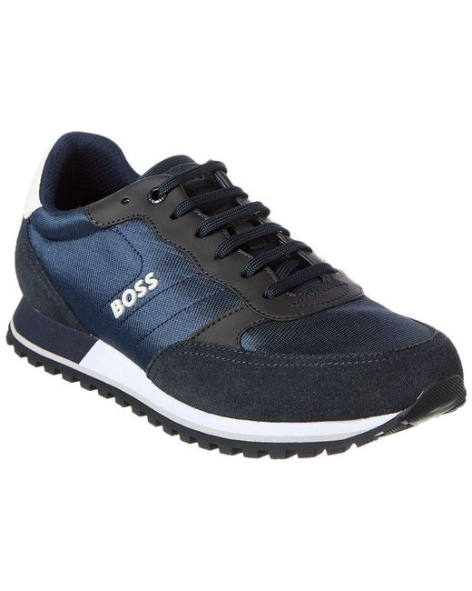 Boss Blue Parkour Suede Sneaker for men