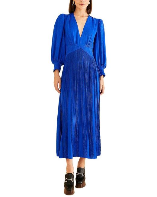 Farm Rio Blue Bright Fringes Maxi Dress