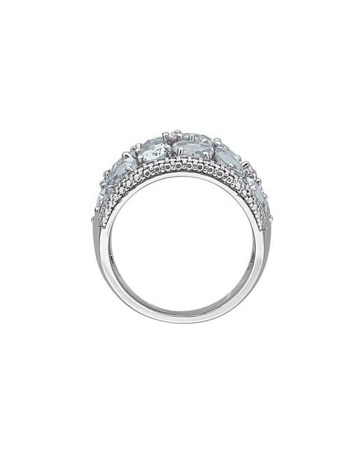 Rina Limor White 4.05 Ct. Tw. Diamond & Aquamarine Cluster Ring