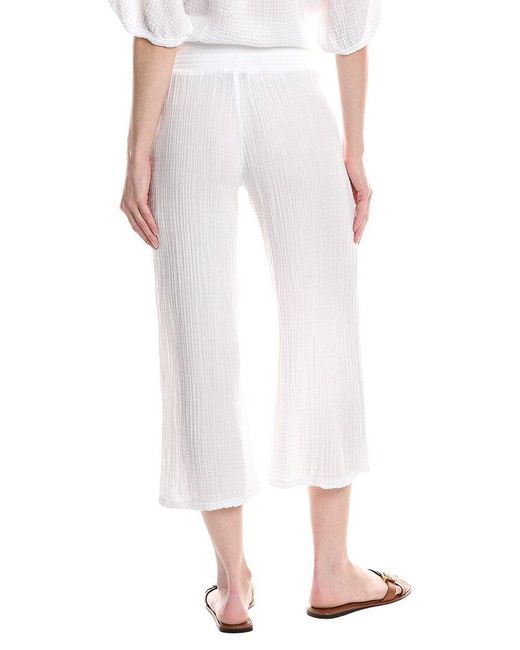 Michael Stars White Petite Medina Smocked Waist Cropped