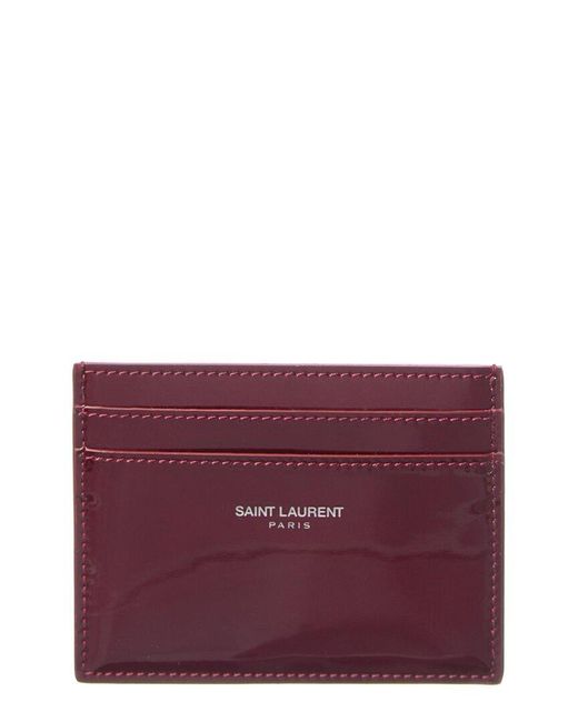 Saint Laurent Purple Classic Logo Patent Card Case