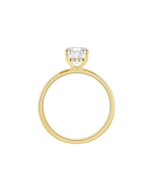Lab Grown Diamonds Metallic 14K 2.00 Ct. Tw. Lab-Grown Diamond Hidden Halo Engagement Ring