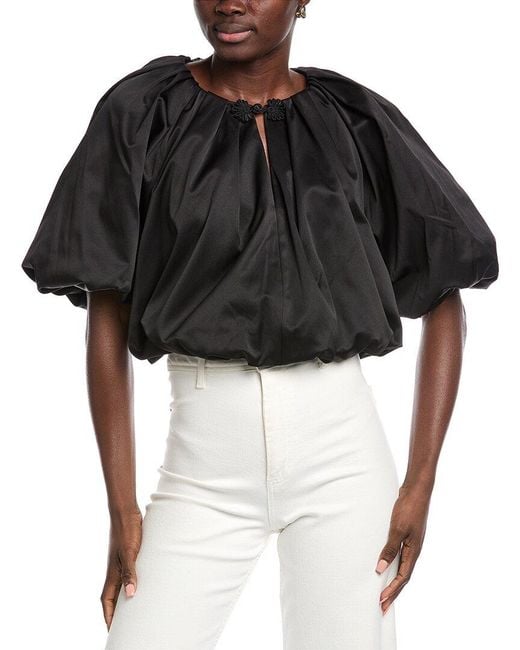 Rebecca Taylor Black Techy Sateen Bubble Top