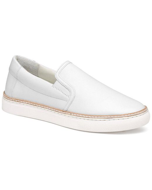 Johnston & Murphy White Callie Leather Slip On