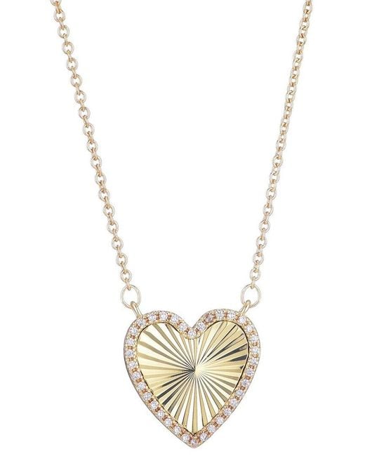 Adornia Metallic 14K Plated Cz Prismatic Heart Necklace