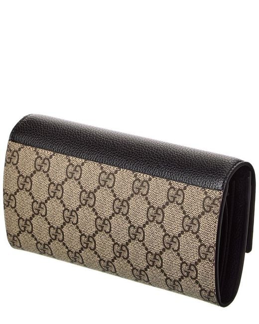 Gucci Black Gg Marmont Gg Supreme Canvas & Leather Continental Wallet