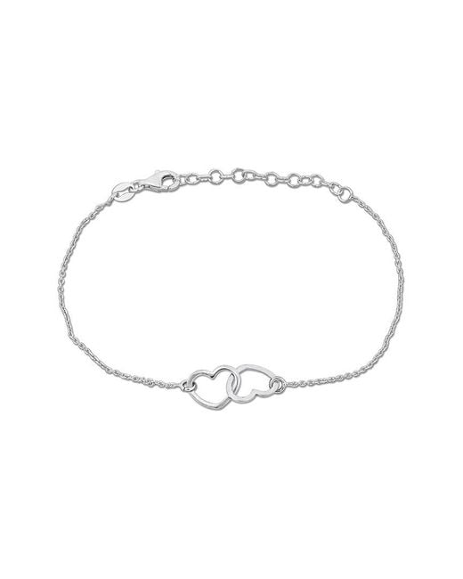 Italian Silver White Heart Charm Bracelet