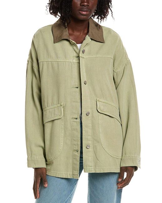 Free People Green Lemon Denim Jacket