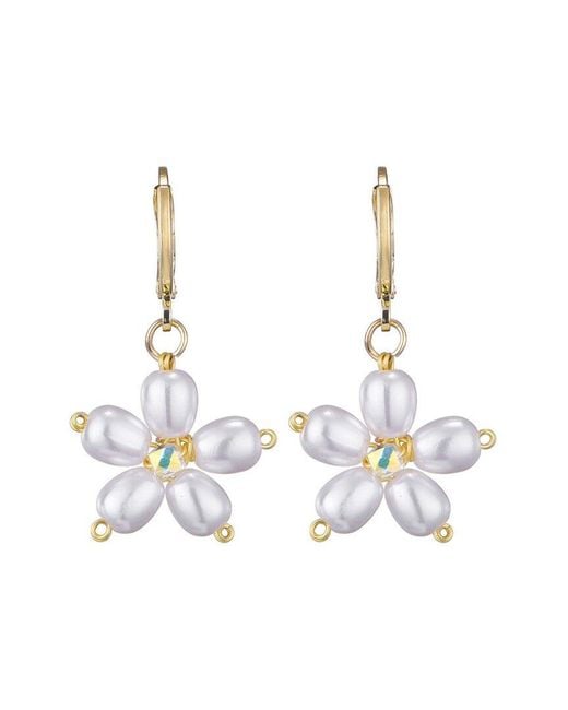 Adornia White 14K Plated Flower Huggie Earrings