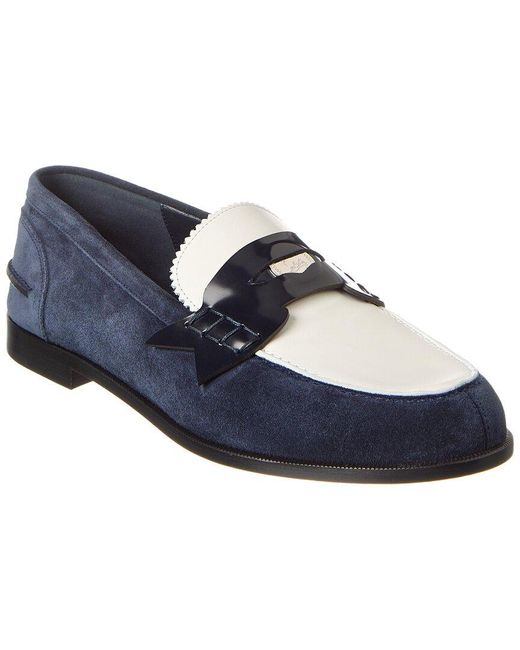 Christian Louboutin Blue Suede & Leather Penny Loafer