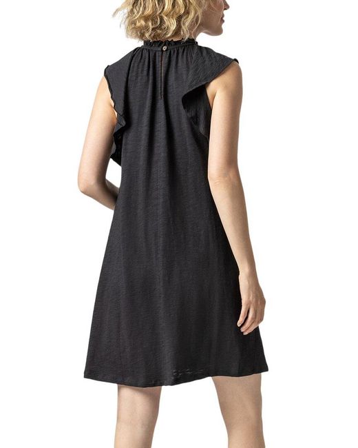 Lilla P Black Ruffle Trim Mini Dress