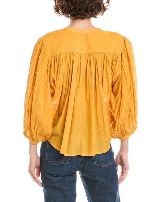 Madewell Orange Balloon Sleeve Top