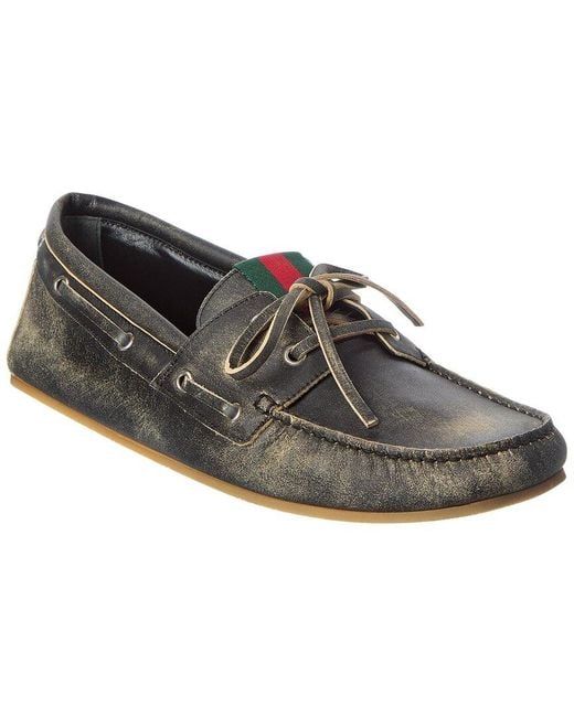 Gucci Brown Gg Logo Leather Loafer for men