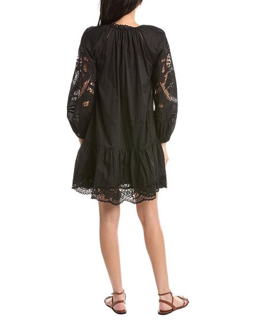 Stellah Black Greta Eyelet Trimmed Mini Dress